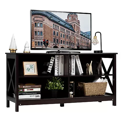 TV Stand Entertainment Media Center For TV's Up To 55  W/ Storage Shelves Brown • $129.99