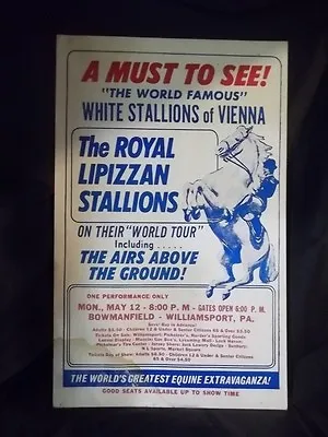 VINTAGE 22x14 POSTER LOBBY/SIGN THE ROYAL LIPIZZAN WHITE STALLIONS OF VIENNA  • $52.94