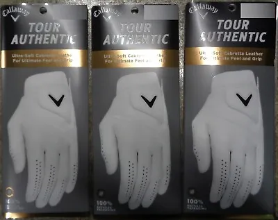 THREE (3) New Callaway Tour Authentic Golf Gloves PICK A SIZE White • $59