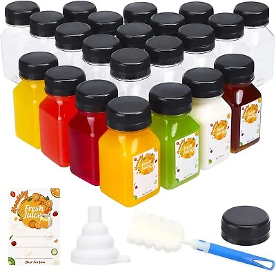 24Pcs 4Oz Plastic Juice Bottles With Black Caps Empty Reusable Clear Bottles Wit • $19.99