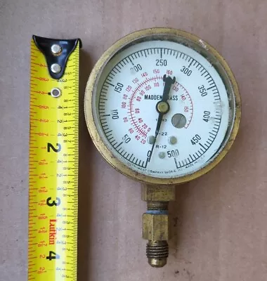 Vintage Madden Brass Pressure Gauge 2 And 1/2-in Diameter Solid Original... • $39.79