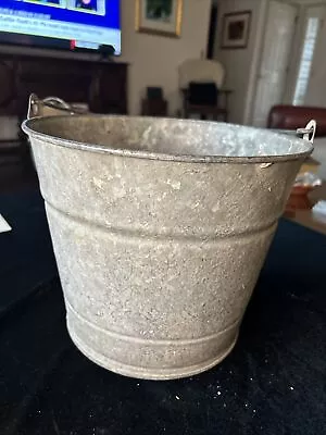 Vintage Galvanized Metal #10 Bucket Pail Farmhouse Bail Handle • $19