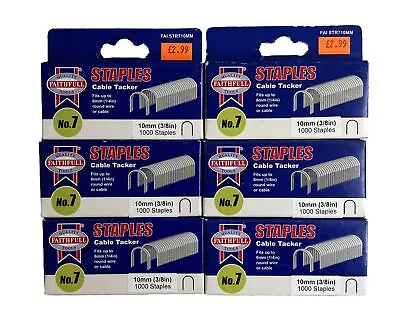 Faithfull 10mm Cable Tacker Staples 6000 6 X 1000 Packs - New - Free Postage • £13.99