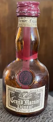 Grand Marnier Amber Paper Label Mini Liquor Bottle Metal Screw Cap Empty • £8.20