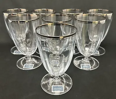 Set 8 Mikasa Stephanie Platinum  Crystal Ice Tea Water Glasses • $71.99