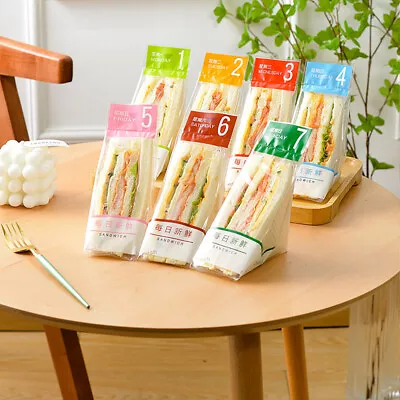 100Pcs Easy-To-Tear Sandwich Bag Triangle Cake Bread Bag Food Packaging Bag • £8.14