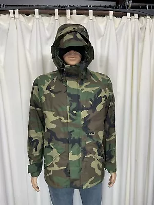 Vintage US ARMY Parka ECWCS Cold Weather GORE-TEX Woodland Camo S • $88.88