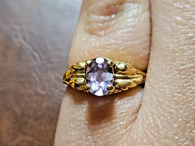 Vintage 14k Yellow Gold Amethyst Ring Leaf Design • $17.50