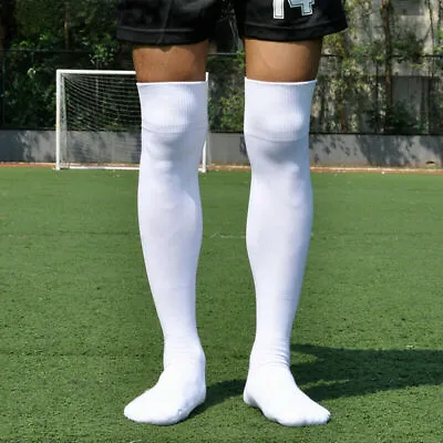 US Men Sport Football Soccer Long Socks Solid Knee High Bottom Non-slip Socks • $6.63