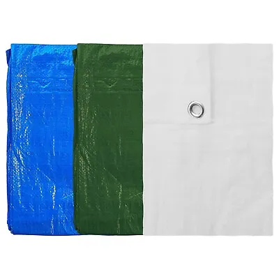 Blue/white/green Tarpaulin Heavy Duty Twaterproof Tarp Ground Sheet Cover • £4.99