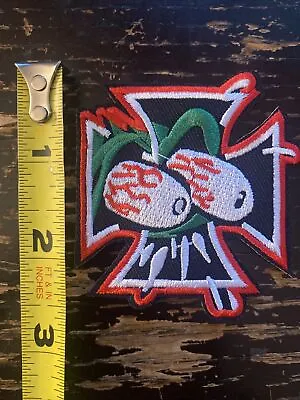 Iron Cross Red Eyed Green Monster (Embroidered Iron On Patch) Ratfink/Hot Rod • $3.99