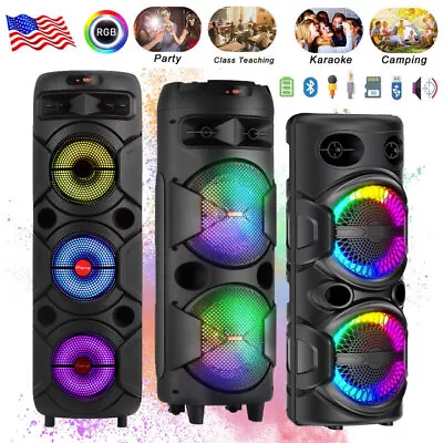 6000W Dual 8  Bluetooth Speaker Sub Woofer Heavy Bass Sound System Party W/Mic • $48.65