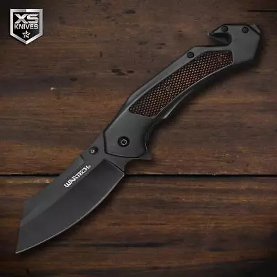 8.5  Tactical Black Reverse Tanto Spring Assisted Open Folding POCKET Knife • $17.95