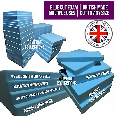 Blue High Density Upholstery Foam Seat Pad Replace Cut To Any Sizes & Thickness  • £12.98