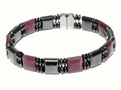 Men’s Women’s Magnetic Hematite Bracelet Anklet AMETHYST Stones 2 Row Therapy • $44.99