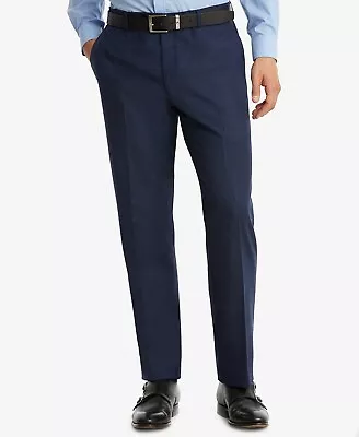 $190 Tommy Hilfiger Men's Blue Plaid Stretch Modern-Fit Dress Pants Size 32W 30L • $61.18