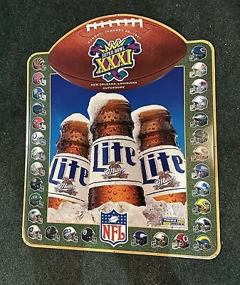 Large Miller Lite Beer Super Bowl XXXI 31 Metal Tin Sign Green Bay Packers • $60