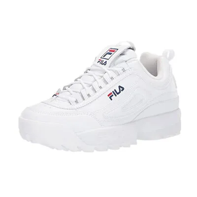 FILA Women's Disruptor II Premium White/Navy/Red Sneakers (5FM00002-125) • $45