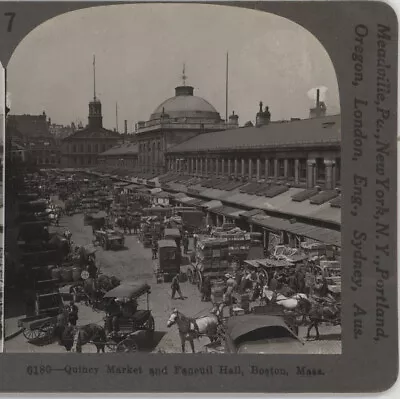 Quincy Market & Faneuil Hall Boston MA Keystone Stereoview C1900 • $9.99