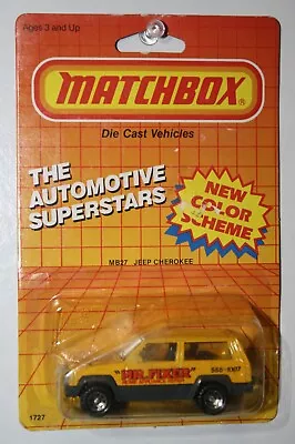 Vintage 1987 Matchbox #27 Jeep Cherokee 'Mr. Fixer' Sealed On Card • $9.99