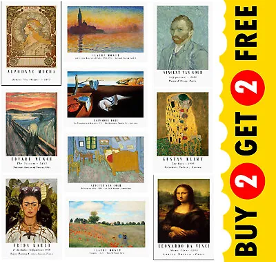 Iconic Painters Art Prints Classic Painting Posters A5 A4 A3 Home Decor Wall Art • £3.99