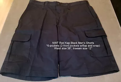 NWT Red Kap Men's Black Cargo Shorts LOTS Of Different Sized Pockets 38 X 12 • $24.95