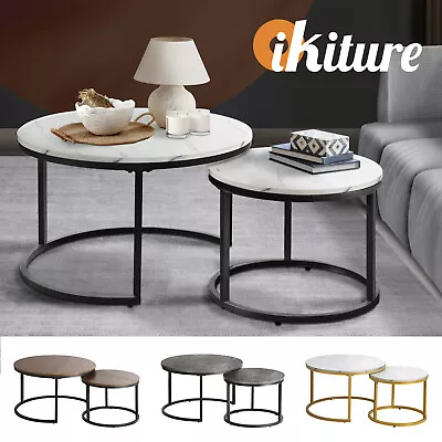 $115.90 • Buy Oikiture Set Of 2 Coffee Table Round Marble Nesting Side End Table Furniture