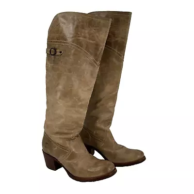 Frye Women's Jane 77594 Beige Leather Round Toe Knee High Riding Boots Size 8 B • $71.99