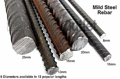 SGS Mild Steel REBAR ROUND Concrete Reinforcement Bar Bandsaw Cut In UK Factory • £5.20