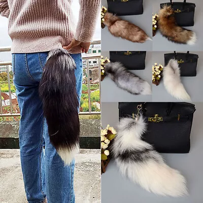 40cm Fox Tail Keychain Faux Fur Keyring Tassel Key Ring Chain Bag Pendant Charm • $8.20