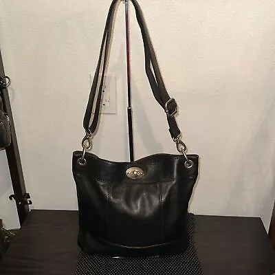 Authentic FOSSIL Hunter Black Leather Hobo Crossbody • $55