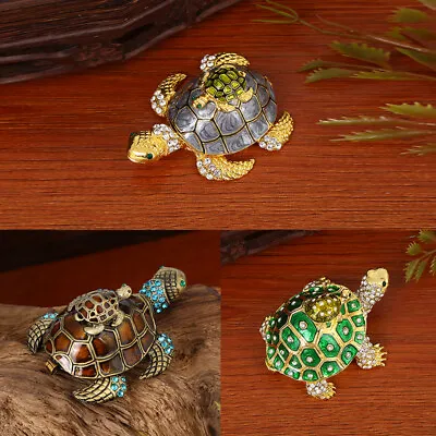 Unique Bejeweled Turtle Jewelry Trinket Box Mother-Child Tortoise Figurine Gifts • $12.37