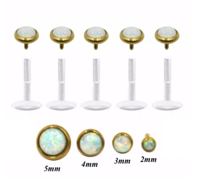 £11.99 • Buy GOLD EDGE Opal Bioflex Helix Cartilage Conch Ear Labret Tragus Lip Stud Bar