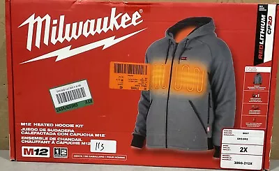 Milwaukee 306G-212X M12 Lithium-Ion Gray Heated Jacket Hoodie Kit (XX-Large) • $114.95