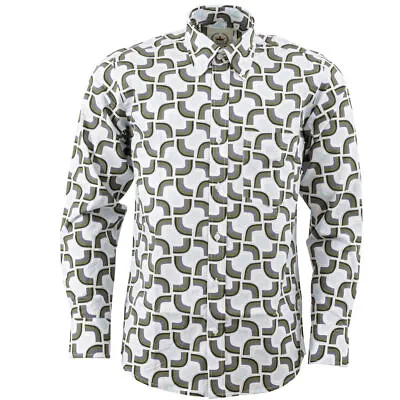 Relco Shirt Geometric 70's Mens Multicoloured Button Down Collar Semi Fitted • £44.99