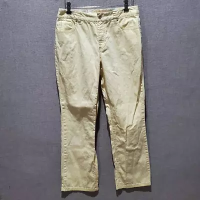 Sigrid Olsen Womens Chino Pants Yellow Stretch Solid Zipper Casual Petites 6P • $19.99