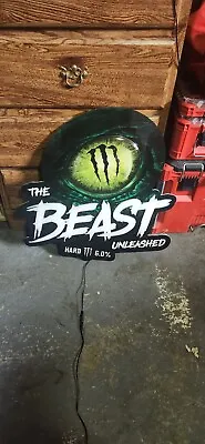 Rare Monster Energy The Beast Unleashed Hard Beer LED Lighted Lit Sign • $250