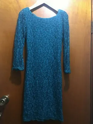 Diane Von Furstenberg Teal Green Lace Zip Back Womens Dress Sz 0 (g57)  • $45.50