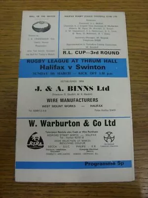 05/03/1972 Rugby League Programme: Halifax V Swinton [Challenge Cup] (Scores Not • £3.99