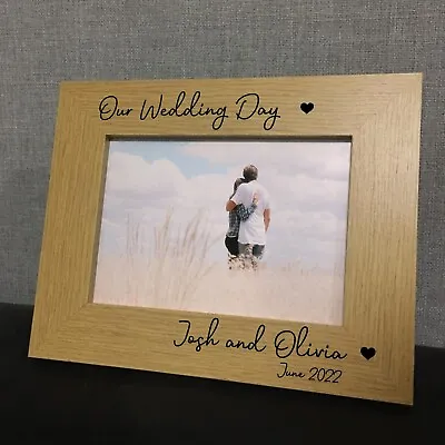 £7.99 • Buy Wedding Day Gift Personalised Photo Frame Husband Wife Gift Wedding Gift