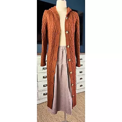 NWT New $148 Anthropologie Hooded Rust Duster Maxi Cardigan XS • $78.40