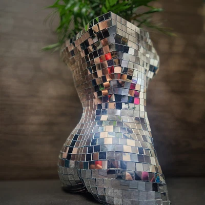 £53.52 • Buy Goddess Disco Ball Planter - Tall Large Vase Glitter Mirror Ball - Handmade