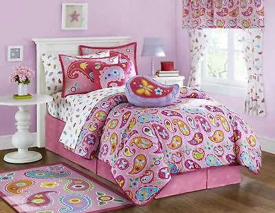 Girls Comforter Blanket Twin Size Pink Paisley Butterflies Dreams 86  X 66  • $26.90