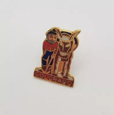 Colorado Mule Burrow Donkey & Man Souvenir Enamel Lapel Hat Pin Tie Tack • $14.80