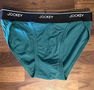 JOCKEY Elance Mens Green Cotton String Bikini Sport Brief Underwear Sz M Pouch • $19.80