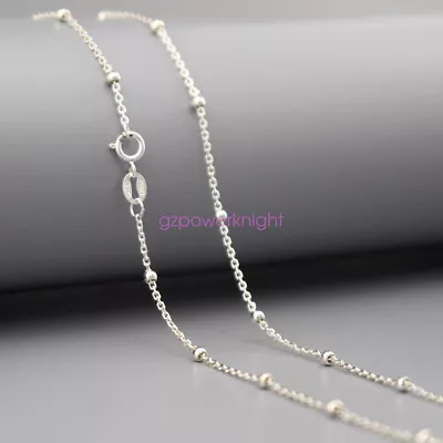 925 Sterling Silver Flash CURB Chain W/ Bead 16-28 Inches Necklace Stamped Italy • £9.11