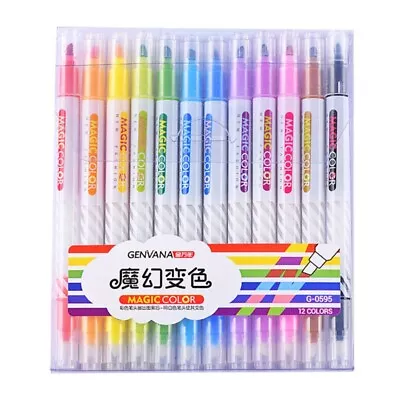 12PCS Dual-Tip Marker Pens Set For Planners Calendars Journals DIY Scrapbooking • £8.28