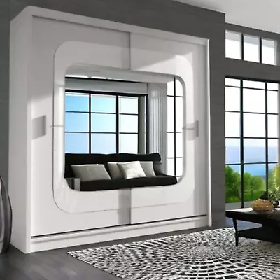 Modern 2 Door Mirror Sliding Wardrobe - 3 COLORS - Adjustable Shelves- CANADA • £379