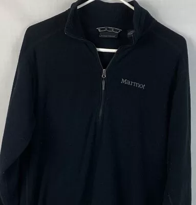 Marmot Fleece Sweater 1/4 Zip Pullover Black Lightweight Casual Mens Medium • $29.99