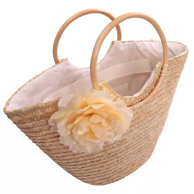 Women's Straw Handbag Flower Woven Summer Beach Messenger Tote Bag Basket Shoppe • $29.69